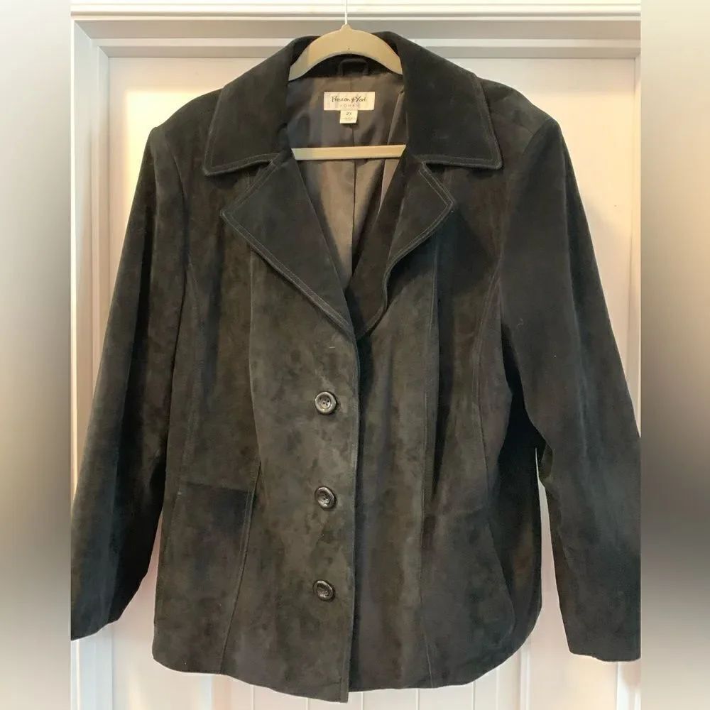 Preston & York VTG Woman’s Suede Leather Jacket Size 2X Lined Button Closure
